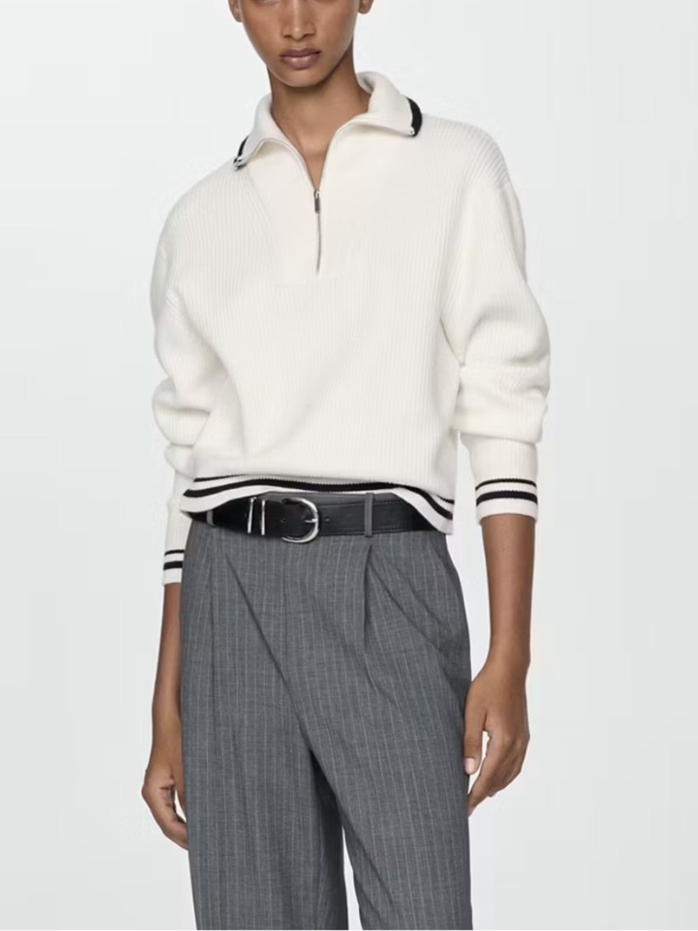 Striped sweater with zip